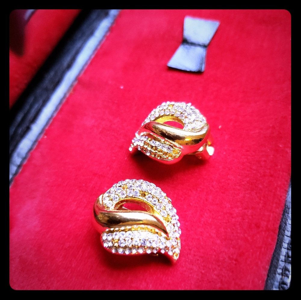 Dior clip earrings,  gold tone with stones